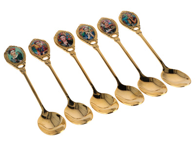 Set aus 6 mit 24K Gold beschichteten Löffelchen F. Kahlo mit Möglichkeit zur Personalisierung durch Gravur - elegantes Besteck als Geschenk, 13 cm, CARMANI