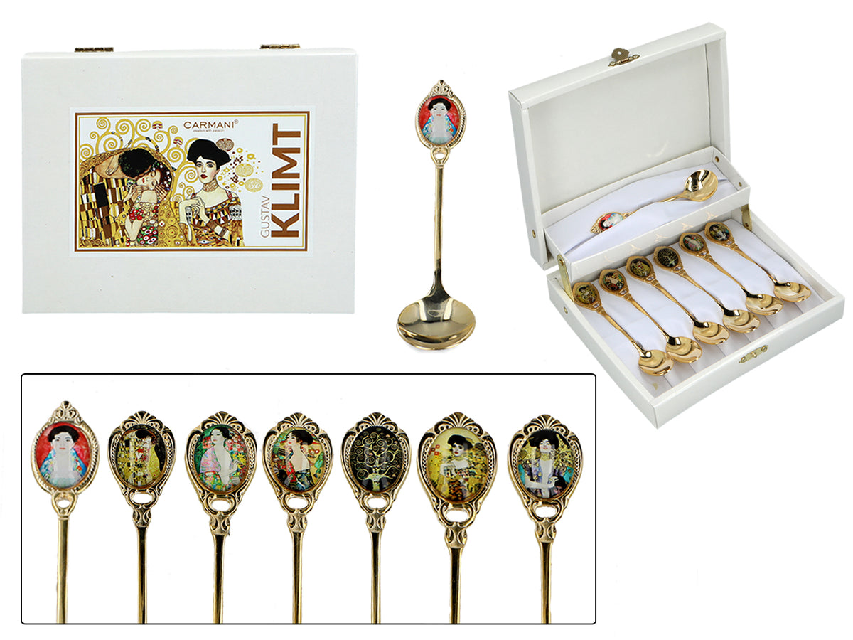 Set mit 6 mit 24K Gold beschichteten Löffelchen mit 1 Zuckerlöffel