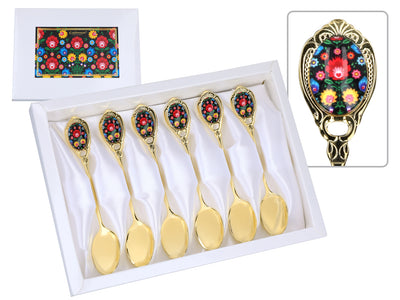 Mit 24K Gold beschichtete Löffelchen Kujawskie, schwarz