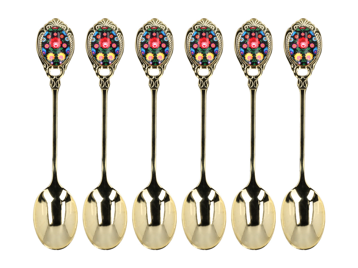 Mit 24K Gold beschichtete Löffelchen Kujawskie, schwarz