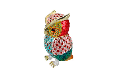 Durchbrochene Metallschatulle in Eulenform mit Möglichkeit zur Personalisierung durch Gravur, ideal als Geschenk, Höhe 15,5 cm, dekorativ und funktional zur Aufbewahrung von Schmuck