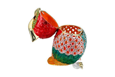Durchbrochene Metallschatulle in Eulenform mit Möglichkeit zur Personalisierung durch Gravur, ideal als Geschenk, Höhe 15,5 cm, dekorativ und funktional zur Aufbewahrung von Schmuck