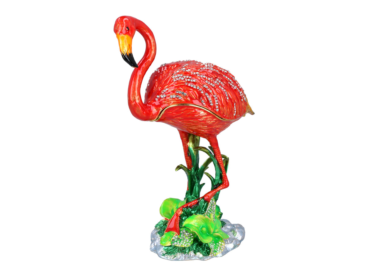 Metallschatulle Flamingo mit Möglichkeit zur Personalisierung durch Gravur, dekorativ, ideal als Geschenk, 22 cm hoch