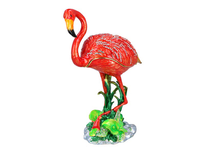 Metallschatulle Flamingo mit Möglichkeit zur Personalisierung durch Gravur, dekorativ, ideal als Geschenk, 22 cm hoch