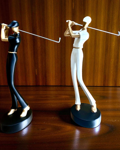 Golfspielerfigur „Swing Elegance”, 24 cm hoch, dekorativ mit Gravurmöglichkeit als Geschenk
