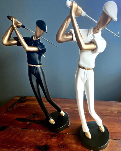 Golfspielerfigur „Swing Elegance”, 24 cm hoch, dekorativ mit Gravurmöglichkeit als Geschenk