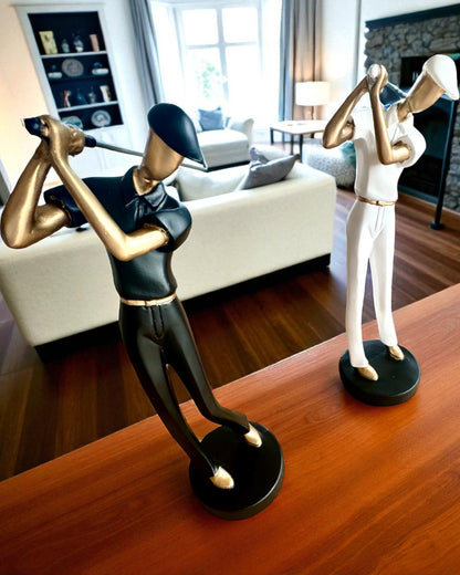 Golfspielerfigur „Swing Elegance”, 24 cm hoch, dekorativ mit Gravurmöglichkeit als Geschenk
