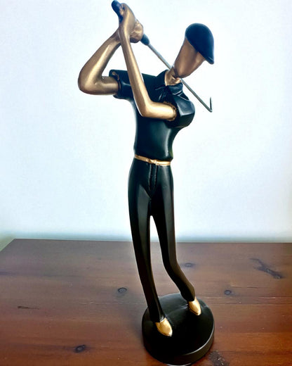 Golfspielerfigur „Swing Elegance”, 24 cm hoch, dekorativ mit Gravurmöglichkeit als Geschenk