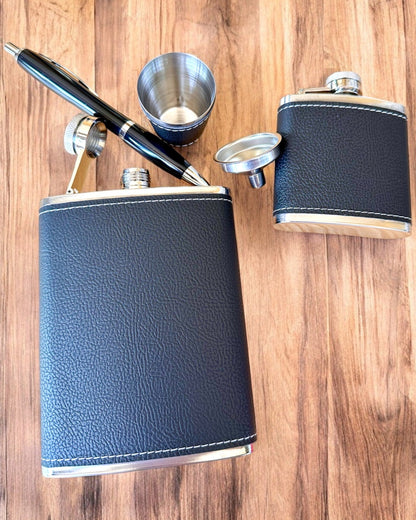 Flachmann-Set "Stilvoller Gentleman" - Möglichkeit zur Personalisierung mit Gravur als Geschenk