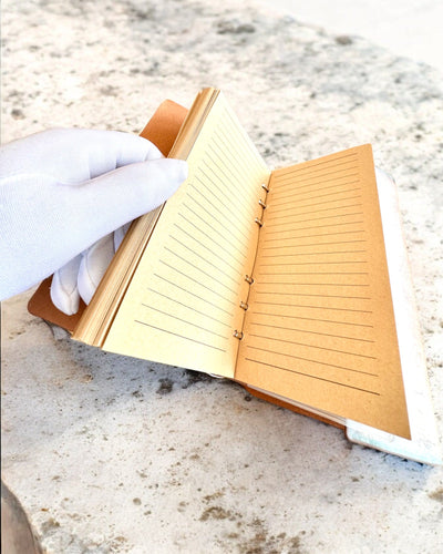 Vintage Memoire Notizbuch mit personalisierter Gravur - 3 Designs zur Auswahl, Notizbuch als Geschenk