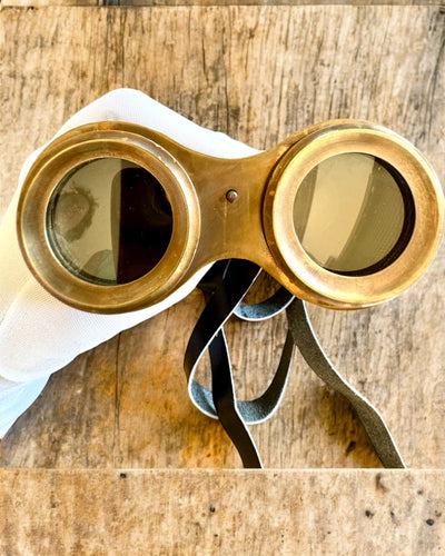 Fernglas mit Ledertasche Victorian's Eye, 11 cm Messing, Handverziert, Personalisierung mit Gravur als Geschenk