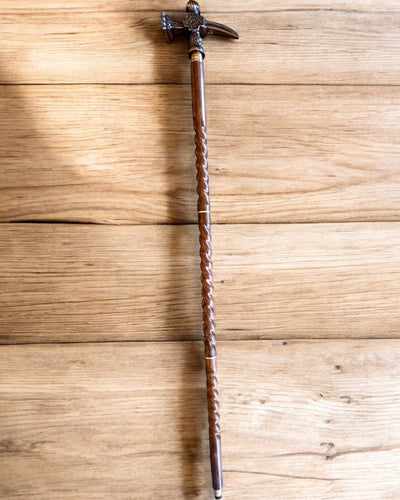 Spazierstock - WIKING mit einem Kopf in Form eines Kriegshammers, Möglichkeit der Personalisierung mit Gravur als Geschenk