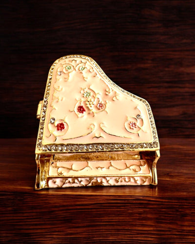 Elegante Schmuckschatulle "Mini-Klavier - Rosen der Klassik" - mit Gravuroption als Geschenk