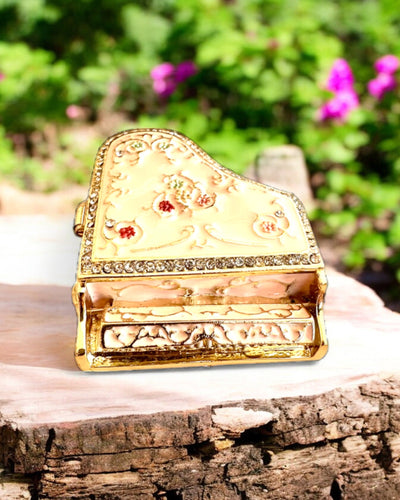 Elegante Schmuckschatulle "Mini-Klavier - Rosen der Klassik" - mit Gravuroption als Geschenk
