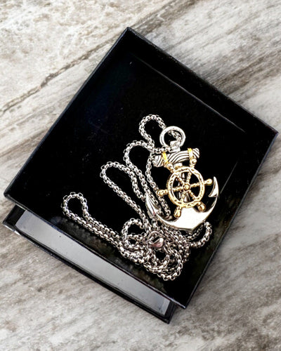 Amulett Seemannsanker des Kapitäns, Halskette mit Gravuroption als Geschenk