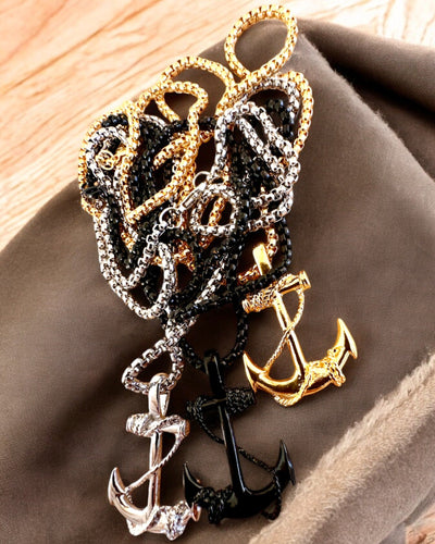 Anker der Entschlossenheit, maritimer Amulett, Halskette, Personalisierung mit Gravur als Geschenk möglich, 3 Varianten zur Auswahl