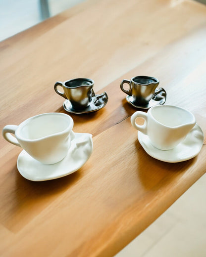Elegante Keramiktassen „Maska“ – Set mit 2 Stück - Möglichkeit zur Personalisierung mit Gravur als Geschenk