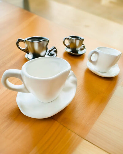 Elegante Keramiktassen „Maska“ – Set mit 2 Stück - Möglichkeit zur Personalisierung mit Gravur als Geschenk