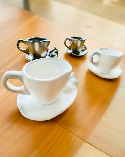 Elegante Keramiktassen „Maska“ – Set mit 2 Stück - Möglichkeit zur Personalisierung mit Gravur als Geschenk