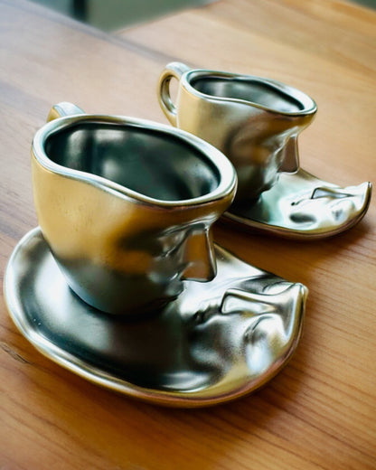 Elegante Keramiktassen „Maska“ – Set mit 2 Stück - Möglichkeit zur Personalisierung mit Gravur als Geschenk