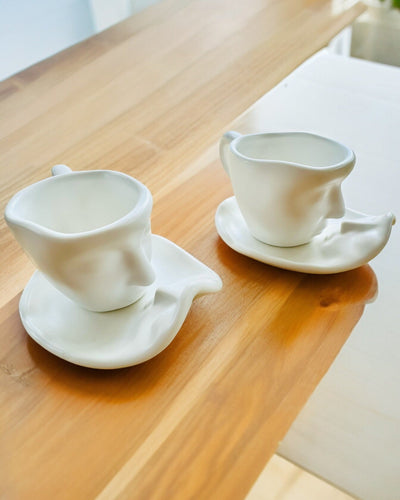 Elegante Keramiktassen „Maska“ – Set mit 2 Stück - Möglichkeit zur Personalisierung mit Gravur als Geschenk
