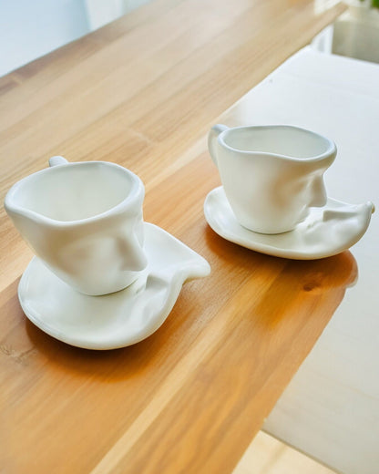 Elegante Keramiktassen „Maska“ – Set mit 2 Stück - Möglichkeit zur Personalisierung mit Gravur als Geschenk