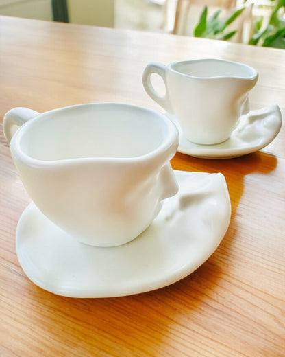 Elegante Keramiktassen „Maska“ – Set mit 2 Stück - Möglichkeit zur Personalisierung mit Gravur als Geschenk