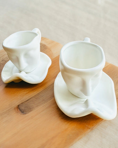 Elegante Keramiktassen „Maska“ – Set mit 2 Stück - Möglichkeit zur Personalisierung mit Gravur als Geschenk