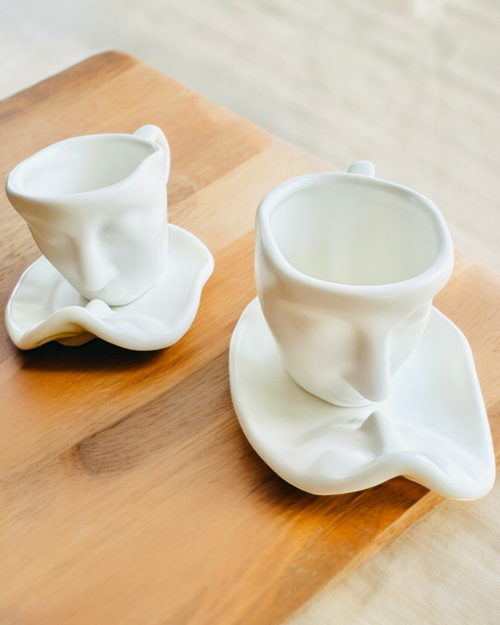 Elegante Keramiktassen „Maska“ – Set mit 2 Stück - Möglichkeit zur Personalisierung mit Gravur als Geschenk
