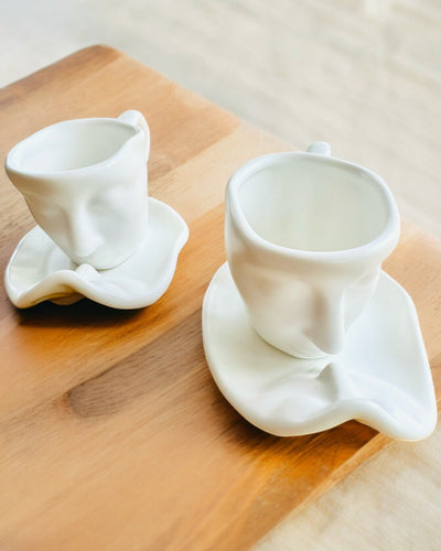 Elegante Keramiktassen „Maska“ – Set mit 2 Stück - Möglichkeit zur Personalisierung mit Gravur als Geschenk