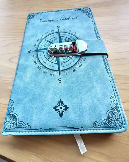 Geheimes Notizbuch A5 Vintage mit Zahlenschloss - Wählen Sie Ihren Stil, Personalisierung mit Gravur als Geschenk