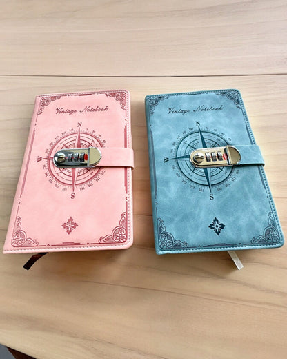 Geheimes Notizbuch A5 Vintage mit Zahlenschloss - Wählen Sie Ihren Stil, Personalisierung mit Gravur als Geschenk