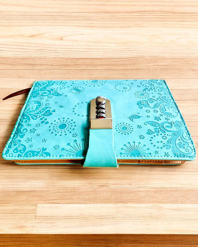 Exklusives Notizbuch, PU-Leder, A5 mit Zahlenschloss - "Secret Journal", Personalisierung mit Gravur