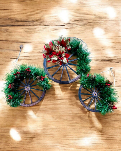 Dekorationsset 3 x Weihnachtskränze "Fröhlicher Stern" - Möglichkeit zur Personalisierung mit Gravur als Geschenk