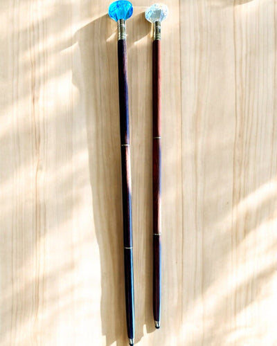 Spazierstock "Diamant in Bronze" - Handgefertigt aus Holz, Gravur möglich