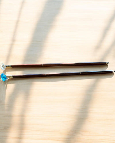 Spazierstock "Diamant in Bronze" - Handgefertigt aus Holz, Gravur möglich