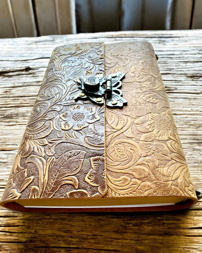Luxuriöses Retro-Notizbuch mit Ledereinband - "Vintage Elegance", 480 Seiten, personalisierbar mit Gravur