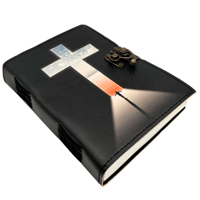 Leder-Notizbuch Religiöses Kreuz Gebetbuch mit Gravur