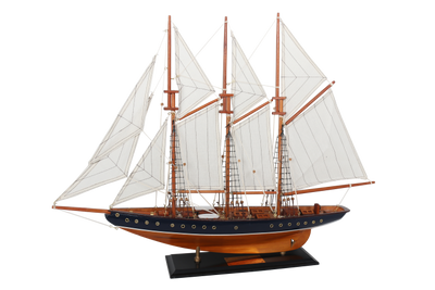 Modell des Schoners Atlantic 72 cm – Replik des legendären Schiffes mit personalisierbarer Gravur – ideales Geschenk für Segelliebhaber – aus Holz mit Stoffsegeln gefertigt