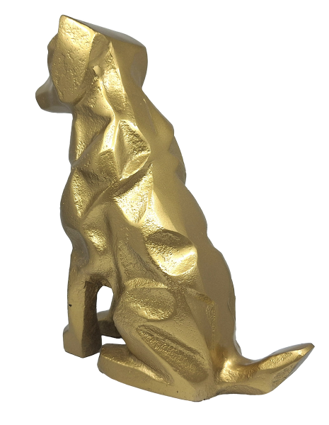 Goldene dekorative Hundefigur DOG2 mit der Möglichkeit einer personalisierten Gravur
