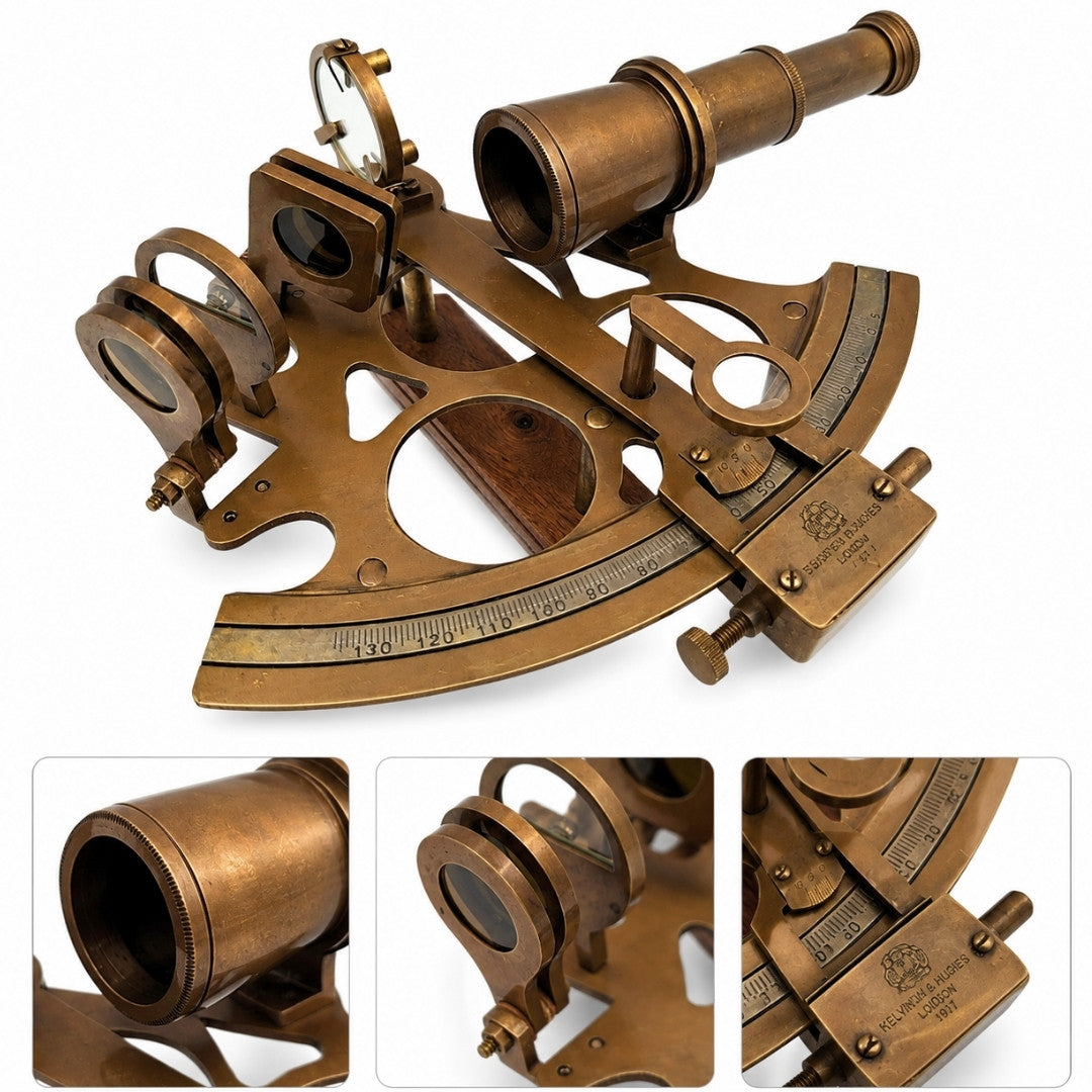 Großer Messing-Sextant mit Gravur-Personalisierung
