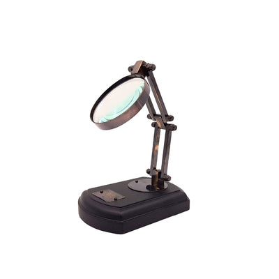 Lupe auf Holzsockel mit Messingfassung, Möglichkeit der Personalisierung durch Gravur, ideales Geschenk für Modellbauer und Retro-Stil-Liebhaber, Durchmesser 7,5 cm, Vergrößerung 3,5x