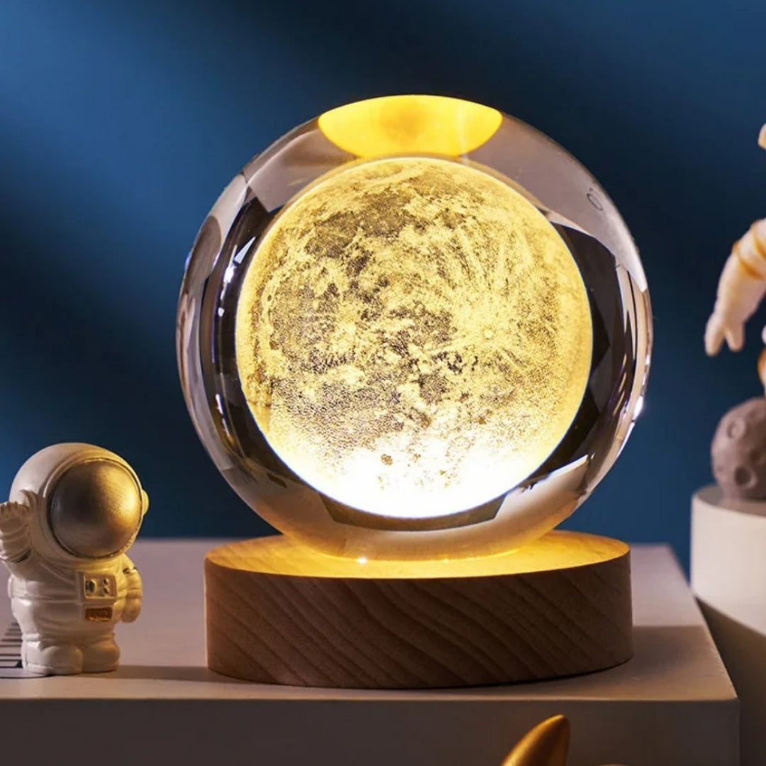 Glaskugel 3D Mond mit Gravur