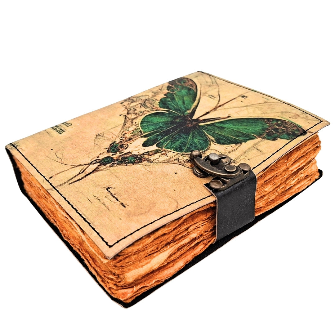 Retro-Ledernotizbuch Schmetterling mit Gravur