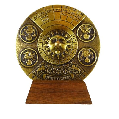 Renaissance-Ewiger Kalender mit Gravur – personalisiertes Geschenk für die Jahre 1600-2799, elegante Bürodekoration, Durchmesser 9 cm, Renaissance-Stil