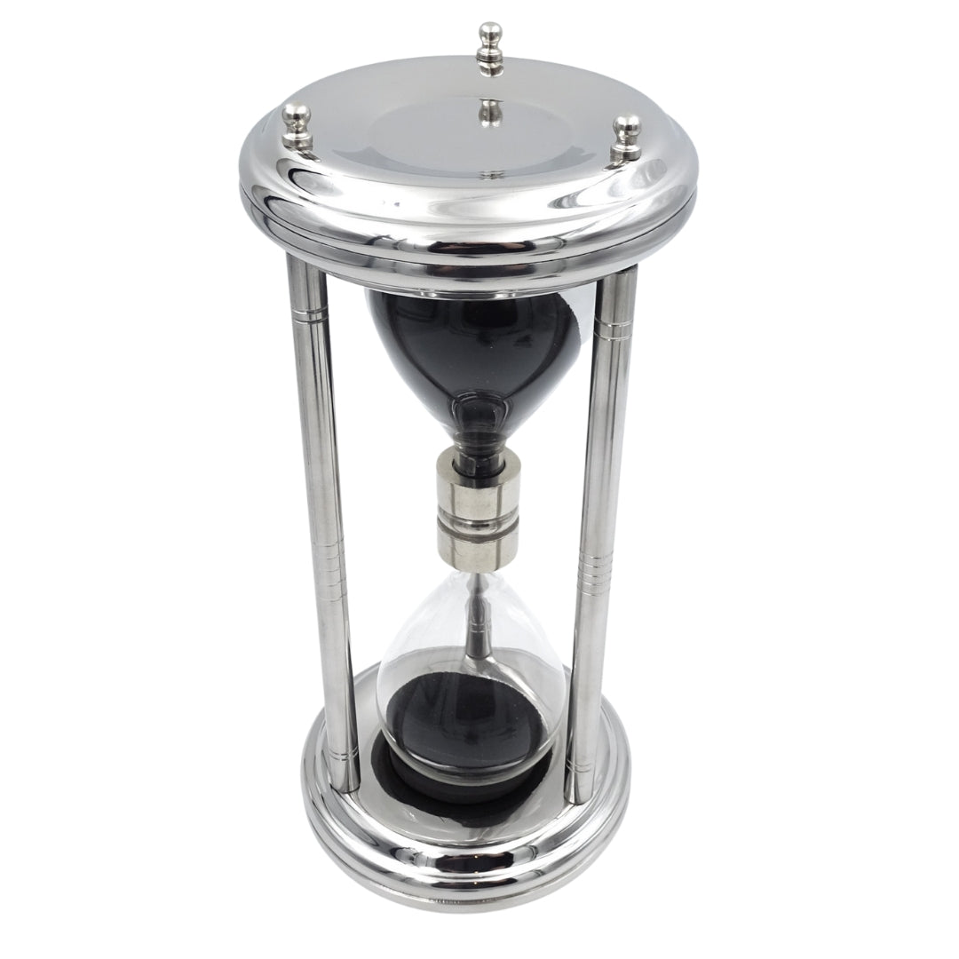 Große silberne Sanduhr 10 min mit Gravurmöglichkeit
