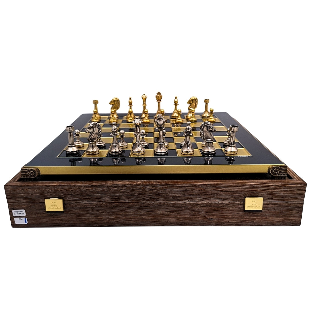 Exklusive große klassische Metall-Schachfiguren Stauton S34 mit Gravur