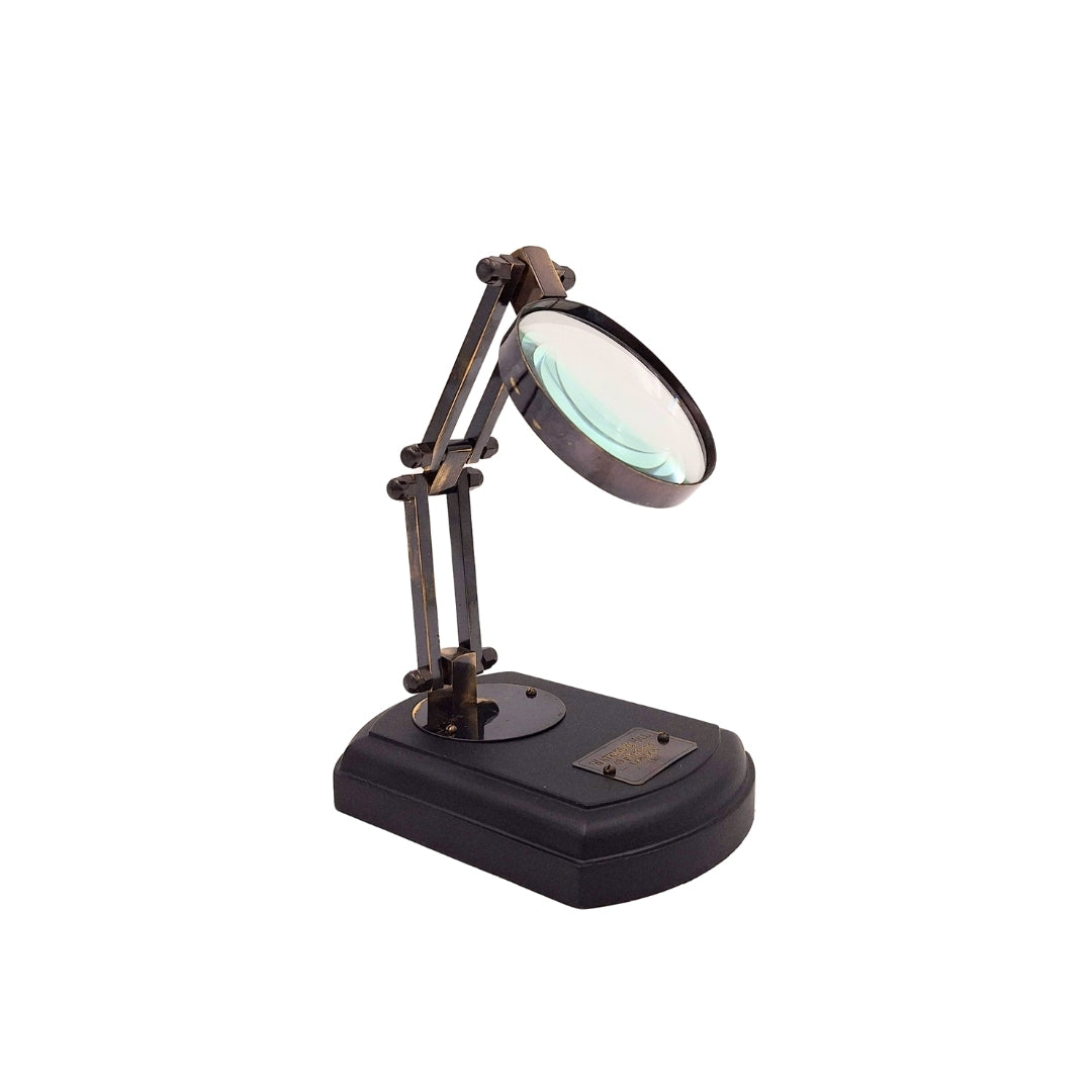 Lupe auf Holzsockel mit Messingfassung, Möglichkeit der Personalisierung durch Gravur, ideales Geschenk für Modellbauer und Retro-Stil-Liebhaber, Durchmesser 7,5 cm, Vergrößerung 3,5x