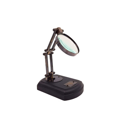 Lupe auf Holzsockel mit Messingfassung, Möglichkeit der Personalisierung durch Gravur, ideales Geschenk für Modellbauer und Retro-Stil-Liebhaber, Durchmesser 7,5 cm, Vergrößerung 3,5x