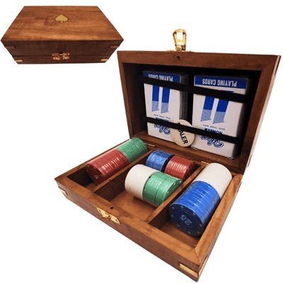 Elegantes Poker-Set in Holzkiste mit Gravur
